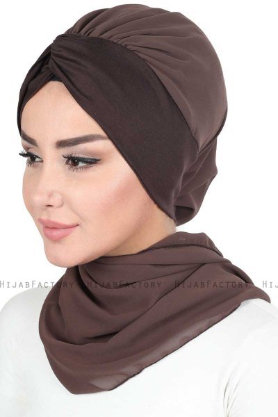 Gill - Hijab Pratico Marrone & Marrone