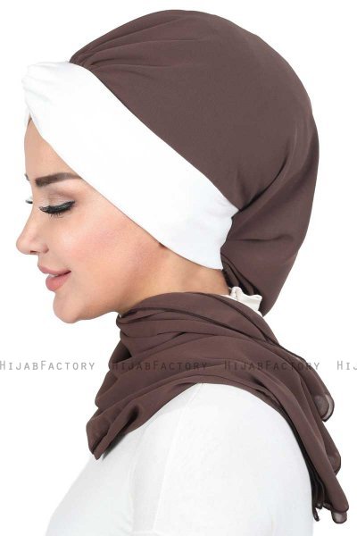 Gill - Hijab Pratico Marrone & Creme