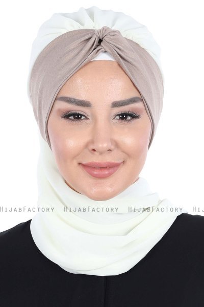 Gill - Hijab Pratico Creme & Taupe