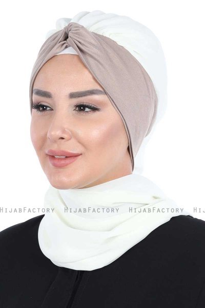 Gill - Hijab Pratico Creme & Taupe