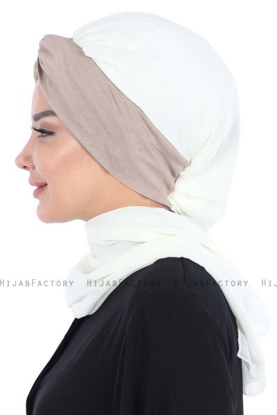 Gill - Hijab Pratico Creme & Taupe