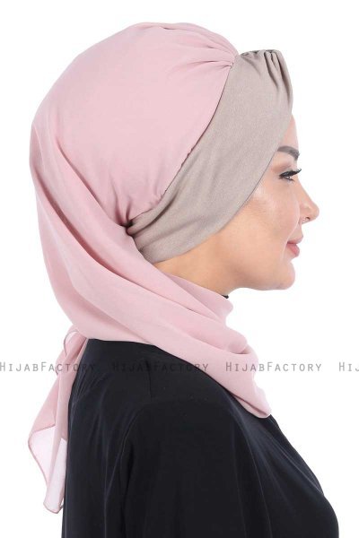 Gill - Hijab Pratico Rosa Antico & Taupe