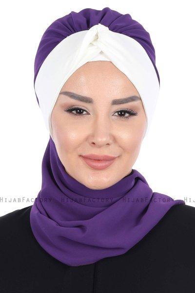 Gill - Hijab Pratico Viola & Creme