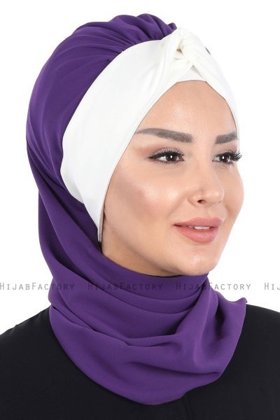 Gill - Hijab Pratico Viola & Creme