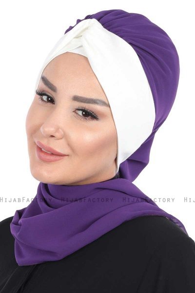 Gill - Hijab Pratico Viola & Creme