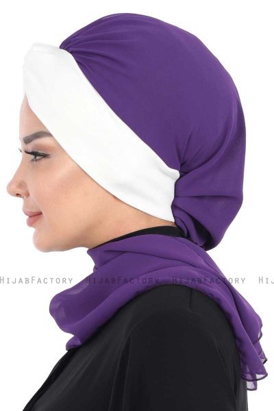 Gill - Hijab Pratico Viola & Creme
