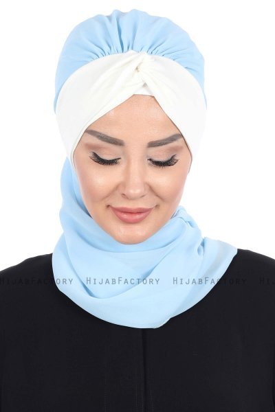 Gill - Hijab Pratico Azzurro & Creme
