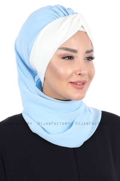 Gill - Hijab Pratico Azzurro & Creme