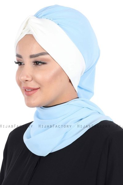 Gill - Hijab Pratico Azzurro & Creme