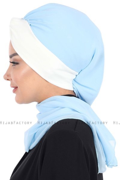 Gill - Hijab Pratico Azzurro & Creme
