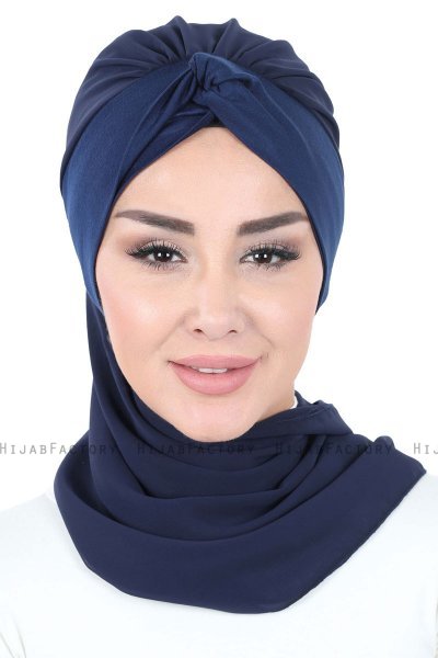 Gill - Hijab Pratico Blu Navy & Blu Navy