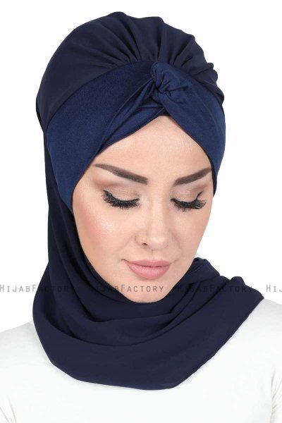 Gill - Hijab Pratico Blu Navy & Blu Navy