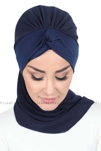 Gill - Hijab Pratico Blu Navy & Blu Navy