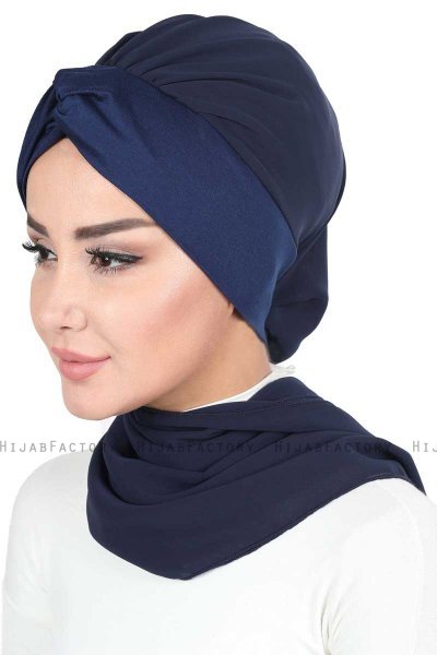 Gill - Hijab Pratico Blu Navy & Blu Navy