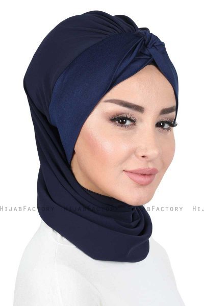 Gill - Hijab Pratico Blu Navy & Blu Navy