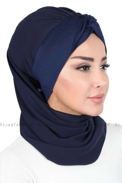 Gill - Hijab Pratico Blu Navy & Blu Navy