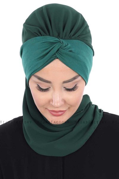 Gill - Hijab Pratico Verde Scuro & Verde Scuro