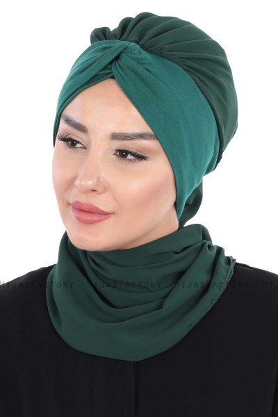 Gill - Hijab Pratico Verde Scuro & Verde Scuro