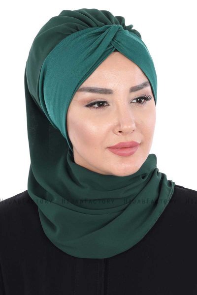 Gill - Hijab Pratico Verde Scuro & Verde Scuro