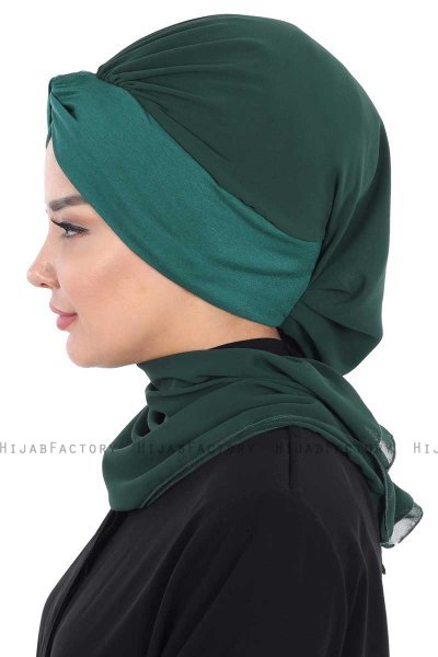 Gill - Hijab Pratico Verde Scuro & Verde Scuro