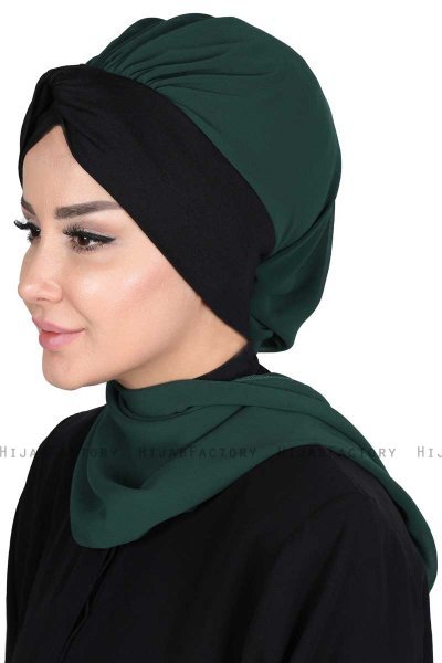 Gill - Hijab Pratico Verde Scuro & Nero