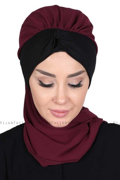 Gill - Hijab Pratico Prugna & Nero