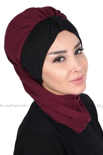 Gill - Hijab Pratico Prugna & Nero