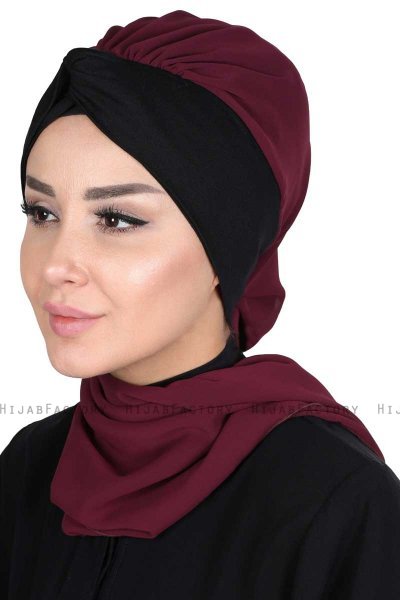 Gill - Hijab Pratico Prugna & Nero