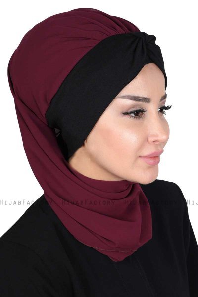 Gill - Hijab Pratico Prugna & Nero