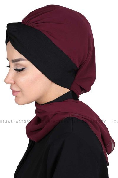Gill - Hijab Pratico Prugna & Nero