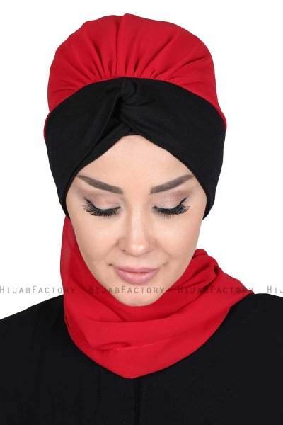 Gill - Hijab Pratico Rosso & Nero
