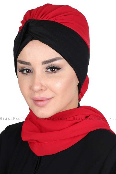 Gill - Hijab Pratico Rosso & Nero