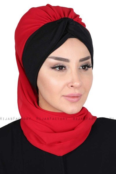 Gill - Hijab Pratico Rosso & Nero