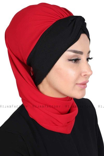 Gill - Hijab Pratico Rosso & Nero