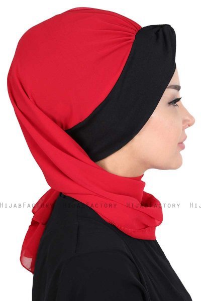 Gill - Hijab Pratico Rosso & Nero