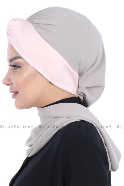 Gill - Hijab Pratico Taupe & Rosa Antico