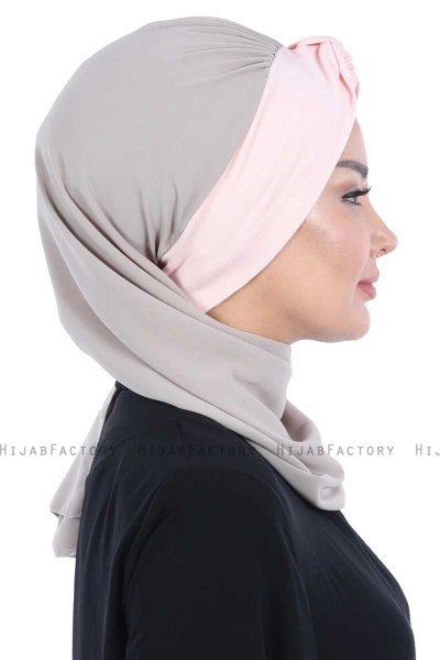 Gill - Hijab Pratico Taupe & Rosa Antico