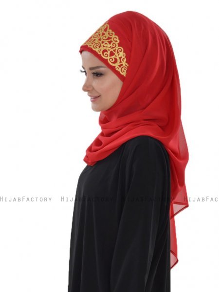 Gina Röd Praktisk One-Piece Hijab Ayse Turban 324126-2