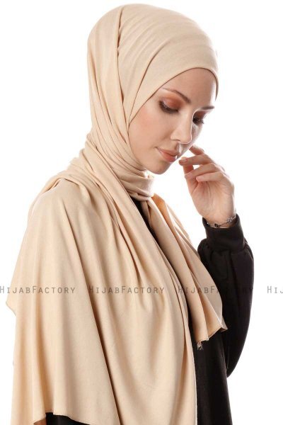 Hande - Hijab Di Cotone Beige - Gülsoy