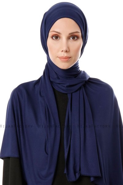 Hande - Hijab Di Cotone Blu Navy - Gülsoy