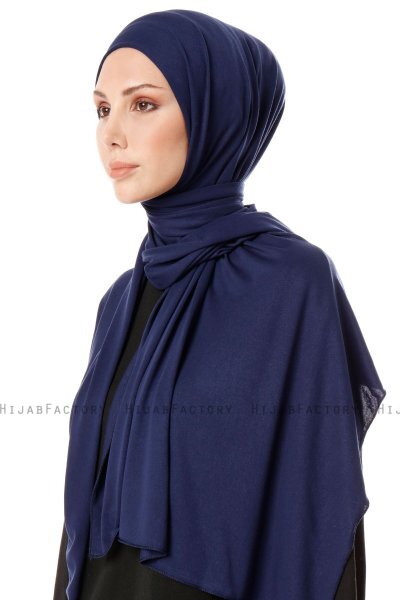 Hande - Hijab Di Cotone Blu Navy - Gülsoy