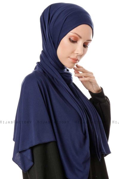 Hande - Hijab Di Cotone Blu Navy - Gülsoy