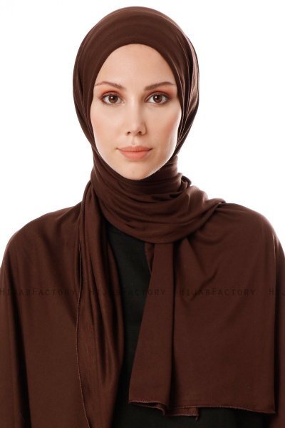 Hande - Hijab Di Cotone Marrone Scuro - Gülsoy