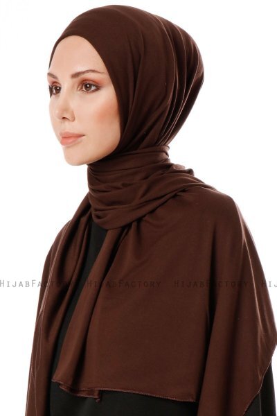 Hande - Hijab Di Cotone Marrone Scuro - Gülsoy
