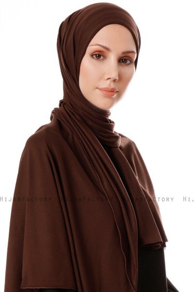 Hande - Hijab Di Cotone Marrone Scuro - Gülsoy