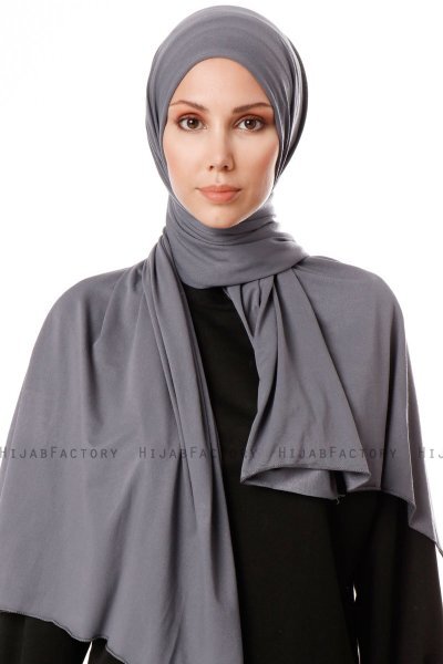 Hande - Hijab Di Cotone Grigio Scuro - Gülsoy