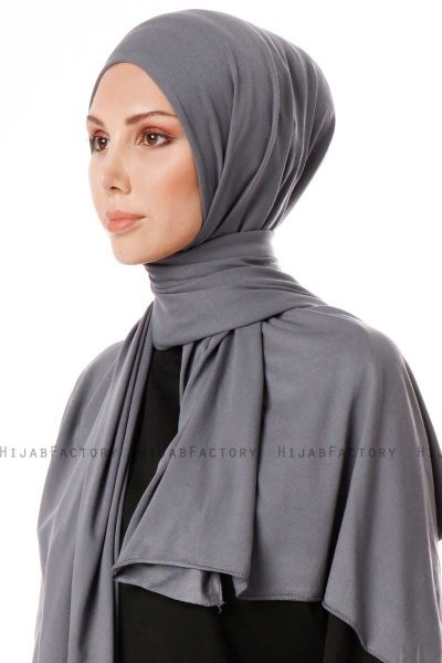 Hande - Hijab Di Cotone Grigio Scuro - Gülsoy