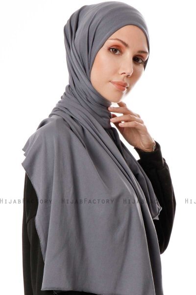 Hande - Hijab Di Cotone Grigio Scuro - Gülsoy