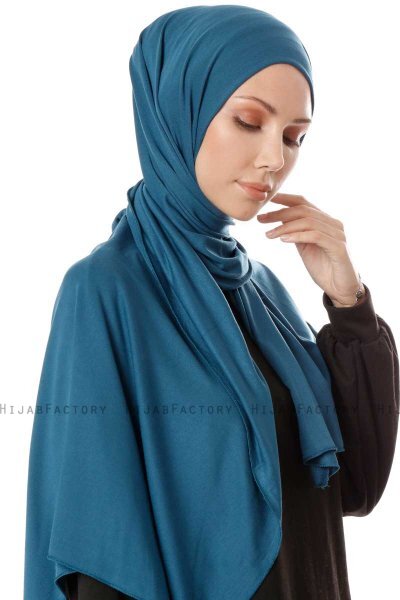 Hande - Hijab Di Cotone Blu Petrolio - Gülsoy