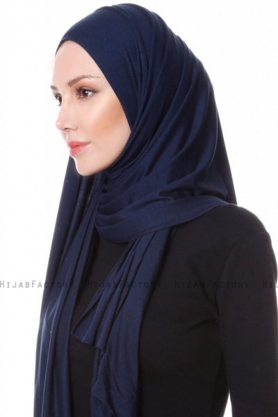 Hanfendy - Hijab Pratico One Piece Blu Navy